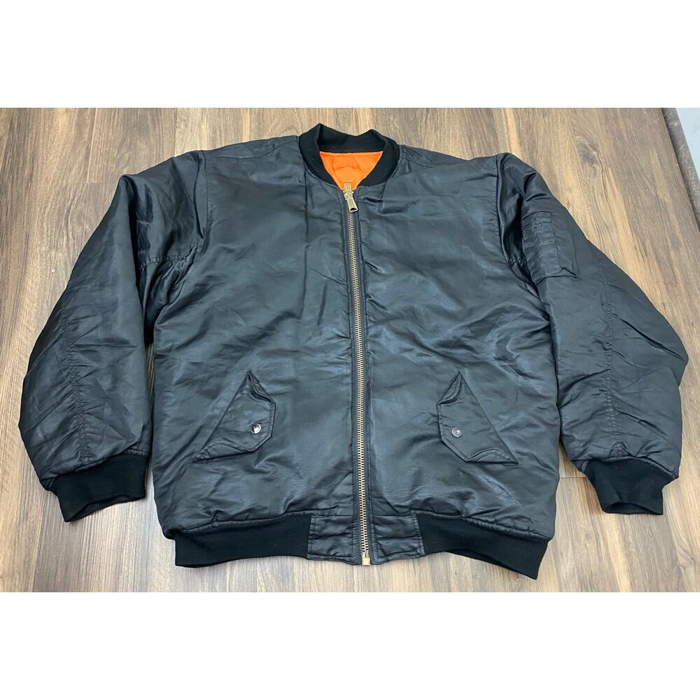 Men Arctic Pole Military Flight nylon black orange reversible bomber jacket coat